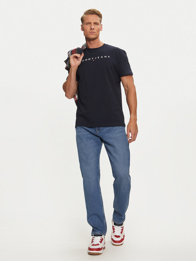 Tommy Jeans Tommy Jeans Marškinėliai Linear Logo DM0DM20744 Tamsiai mėlyna Regular Fit
