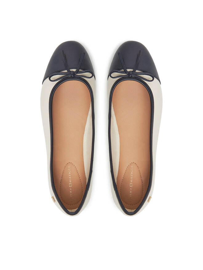 Tommy Hilfiger Ballerinas Tommy Hilfiger Toe Cap Leather Ballerina FW0FW08759 Beige