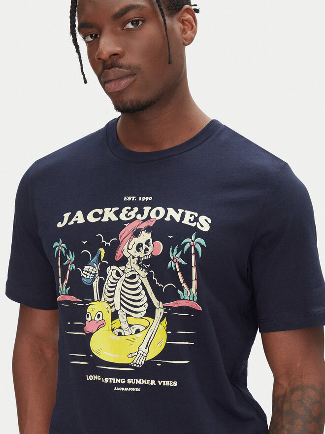 Jack&Jones Jack&Jones Marškinėliai Eljah 12268472 Tamsiai mėlyna Relaxed Fit