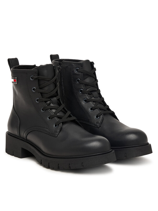 Tommy Jeans Schnürstiefeletten Tommy Jeans Tjw Cleated Lace Up Boots EN0EN03104 Schwarz