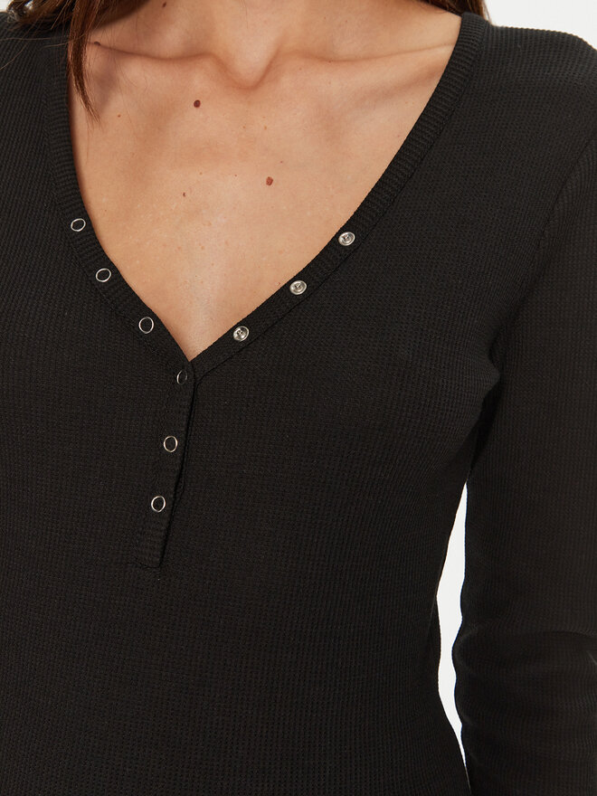 Hunkemöller Hunkemöller Μπλούζα πιτζάμας 205123 Μαύρο Slim Fit