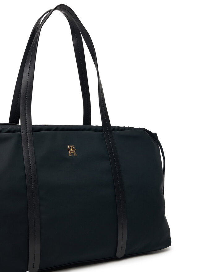 Tommy Hilfiger Handtasche Tommy Hilfiger Th Soft Nylon Hobo AW0AW18994 Schwarz