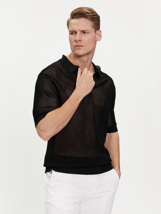 Calvin Klein Swimwear Calvin Klein Swimwear Poloshirt KM0KM00963 Schwarz Regular Fit