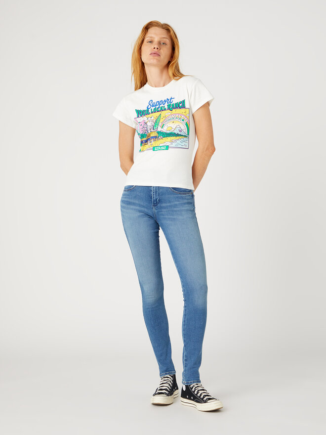 Wrangler Wrangler Marškinėliai Shrunken Band W7FDEEW02 112332013 Balta Slim Fit