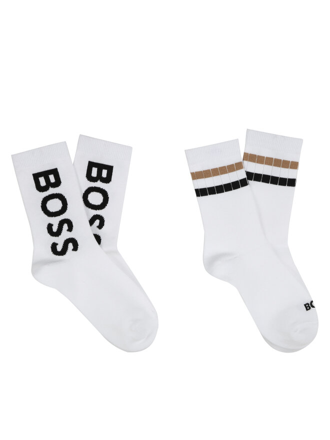 BOSS 2 pares de calcetines altos para niño BOSS J51743 Blanco