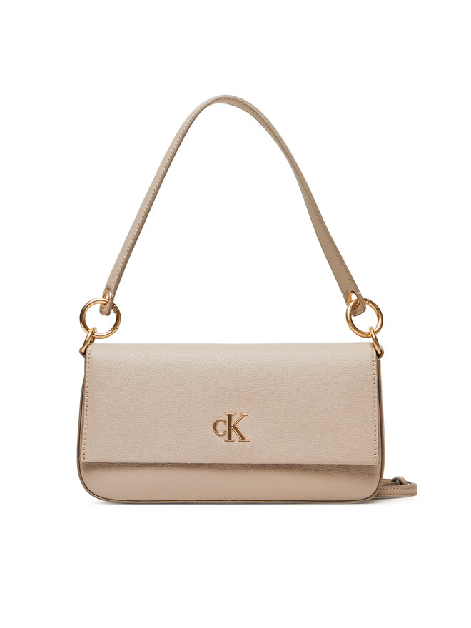 Calvin Klein Handtasche Calvin Klein Minimal Monogram Shoulder Pouch LV04K3161G Beige