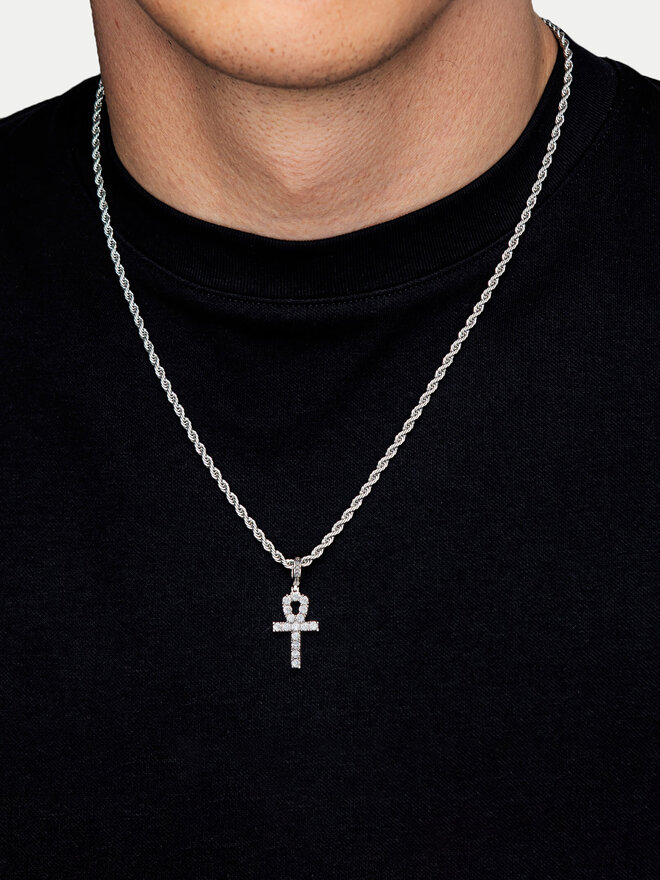 ICED STUFF Ciondolo ICED STUFF Micro Ankh Oro bianco