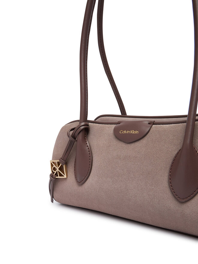 Calvin Klein Handtasche Calvin Klein Emblem Trio Suede Shoulder Bag LV04F3888G Beige
