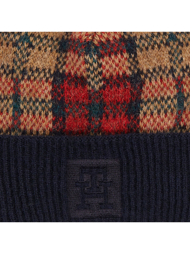 Tommy Hilfiger Σκούφος Tommy Hilfiger Tommy Check Beanie AW0AW15315 Σκούρο μπλε