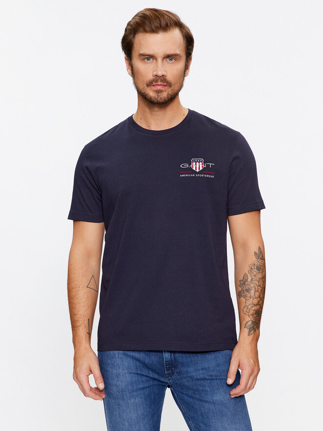 Gant Gant Póló Reg Archive Shield Emb Ss 2067004 Sötétkék Regular Fit