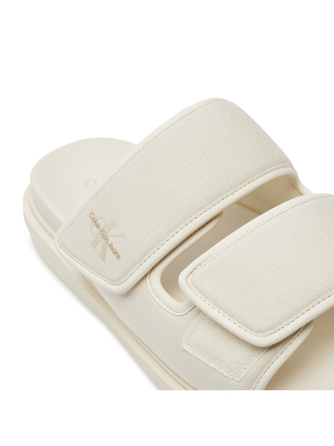Calvin Klein Jeans Παντόφλες Calvin Klein Jeans Double Bar Sandal Mtl YM0YM01020 Εκρού