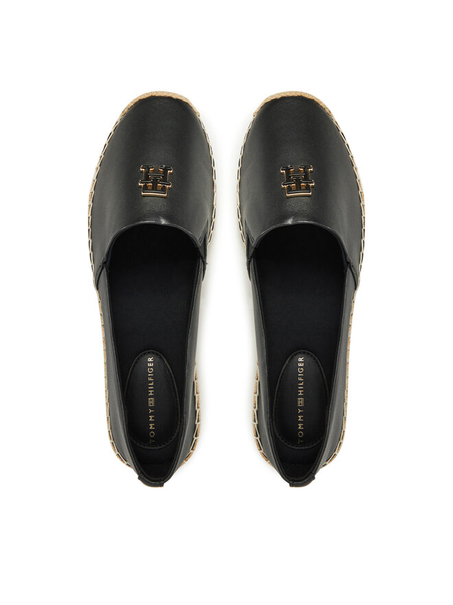 Tommy Hilfiger Espadrile Tommy Hilfiger Th Logo Leather Espadrille FW0FW08540 Negru