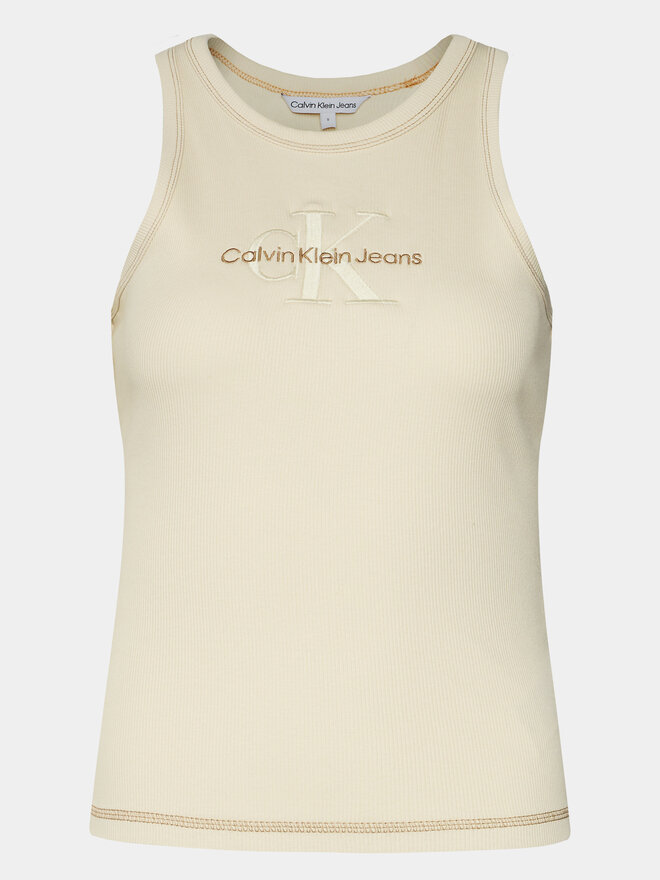 Calvin Klein Jeans Calvin Klein Jeans Felső Hero Monologo Rib Tank J20J222975 Ekru Regular Fit