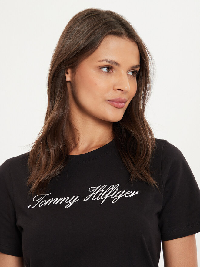 Tommy Hilfiger Tommy Hilfiger T-Shirt Script WW0WW43459 Μαύρο Regular Fit