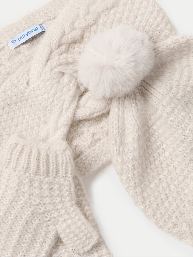 Mayoral Completo cappello, scaldacollo e guanti Mayoral 10769 Beige