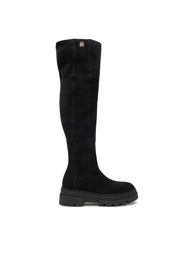 Tommy Hilfiger Чизми Tommy Hilfiger Suede Over-The-Knee Boot FW0FW08159 Черен