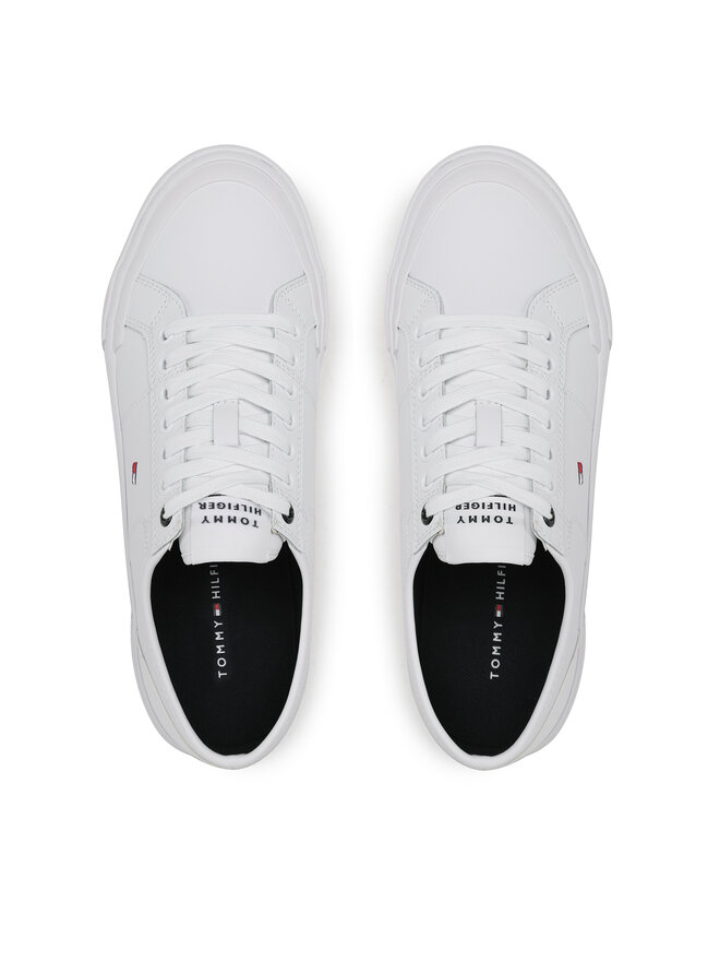 Tommy Hilfiger Πάνινα παπούτσια Tommy Hilfiger Core Corporate Vulc Leather FM0FM04561 Λευκό