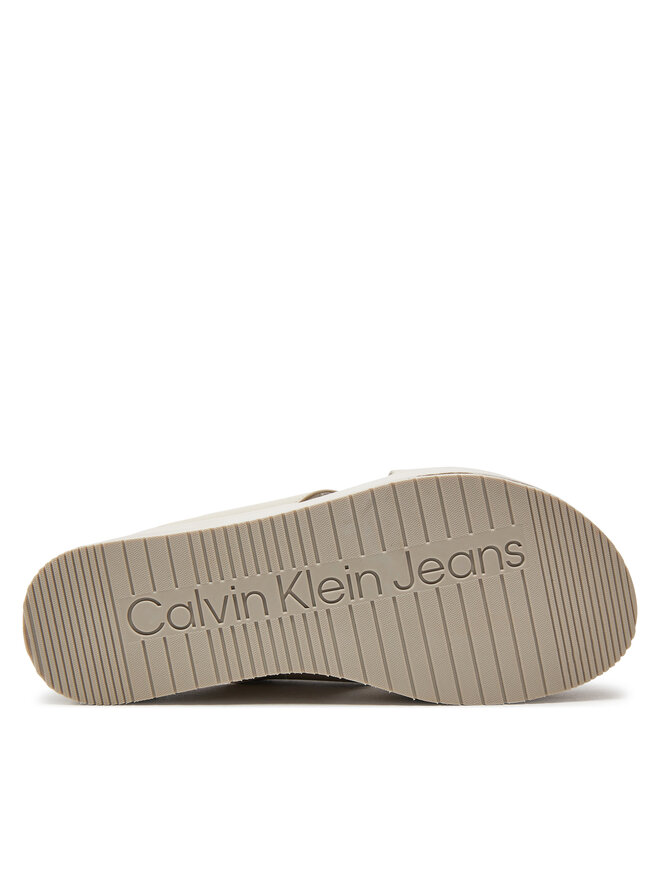 Calvin Klein Jeans Klapki Calvin Klein Jeans Flatform Cross Mg Uc YW0YW01349 Beżowy