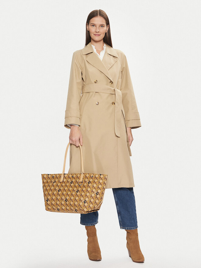 Tory Burch Torebka Tory Burch Canvas Basketweave Tote 139623 Beżowy
