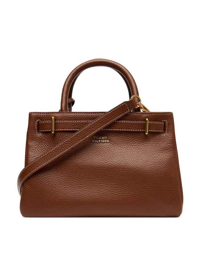 Tommy Hilfiger Ročna torba Tommy Hilfiger American Icon Mini Tote Leather AW0AW17926 Rjava