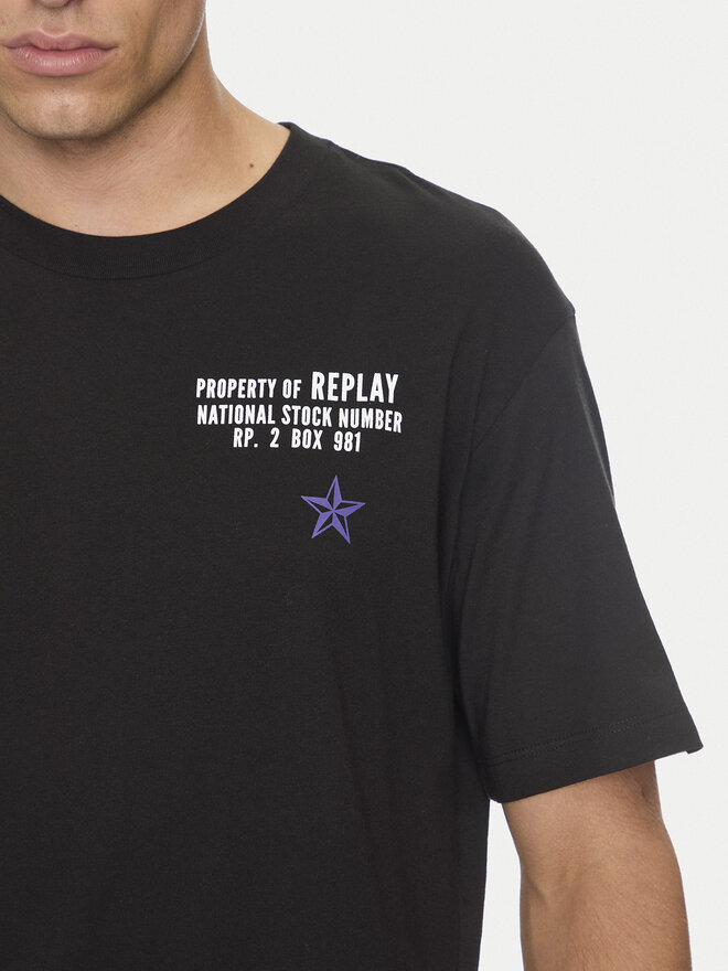 REPLAY Replay Marškinėliai M6884 .000.2660 Juoda Relaxed Fit
