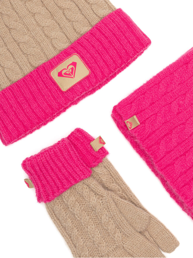 Roxy Cepures, šallītes un cimdu komplekts Roxy RX-KF-001-AW24 Rozā