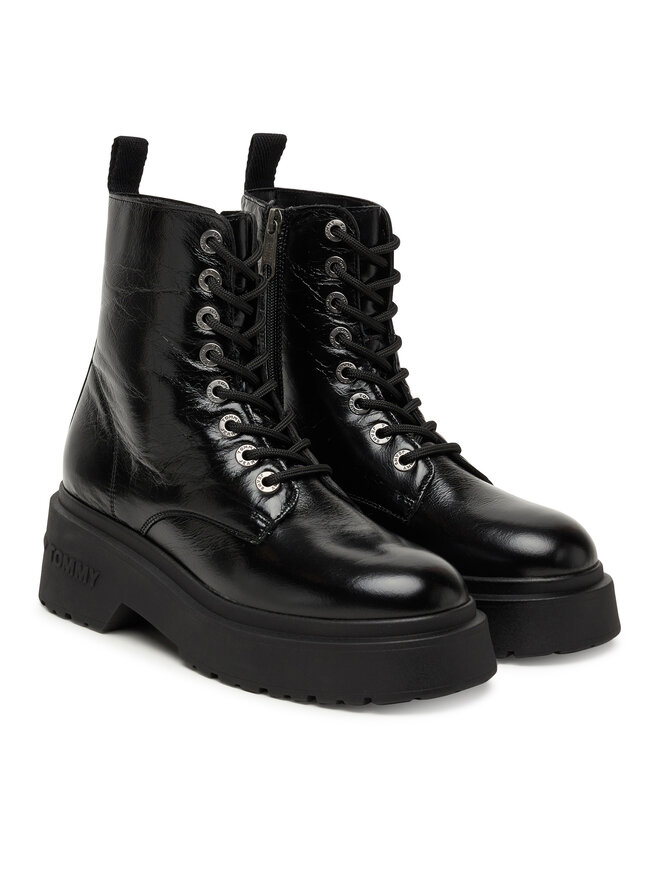 Tommy Jeans Schnürschuhe Tommy Jeans Tjw Chunky Shiny EN0EN02848 Schwarz