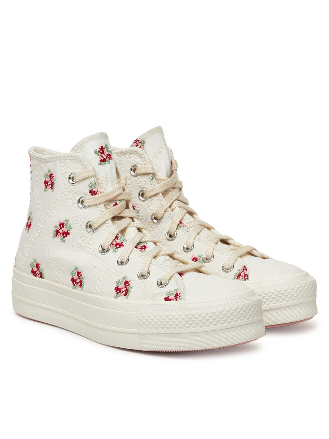 Converse Trampki Converse Chuck Taylor All Star Lift Platform Rose Cross Stitch A13659C Biały