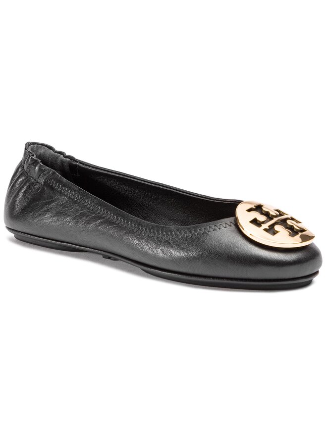 Tory Burch Baleriny Tory Burch Minnie Travel Ballet With Metal Logo 50393 Czarny
