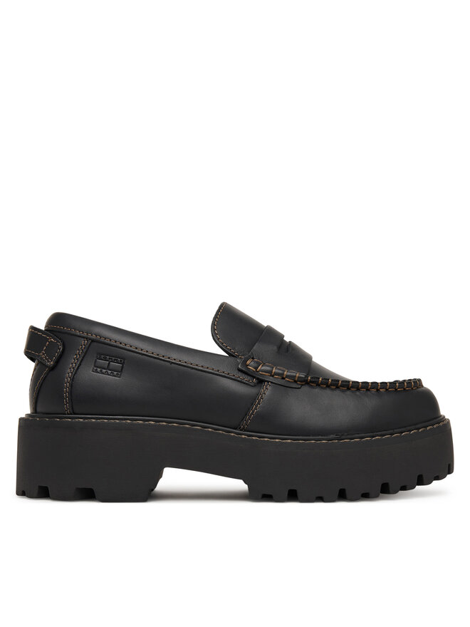 Tommy Jeans Slipper Tommy Jeans Archive '01 Loafer Leather EN0EN03005 Schwarz