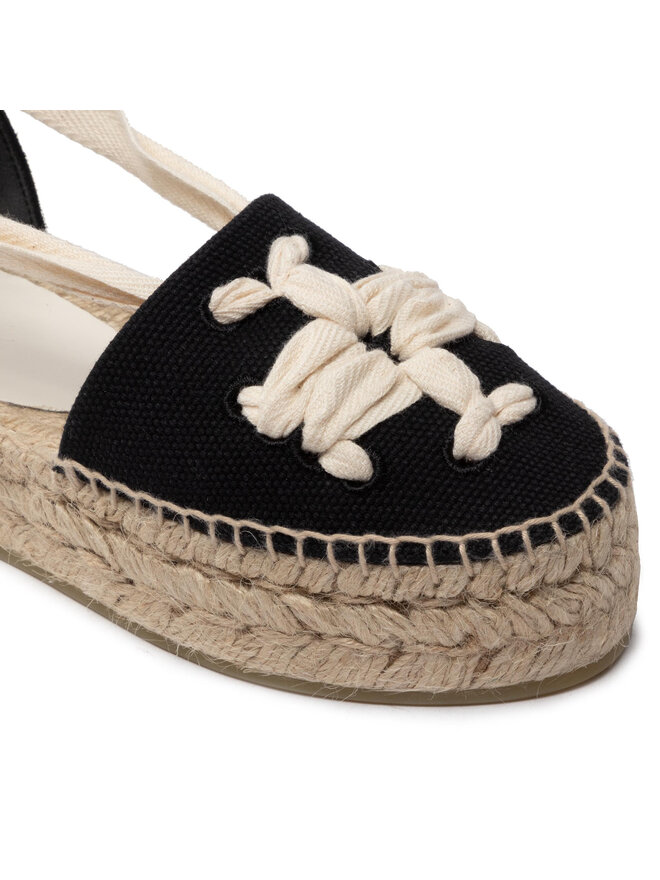 Tory Burch Еспадрили Tory Burch Woven Double Espadrille 140308 Черен