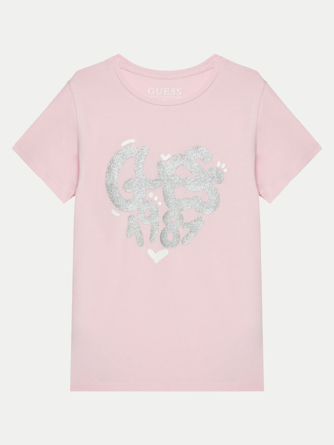 Guess Guess Marškinėliai K5RI02 K6YW4 Rožinė Regular Fit