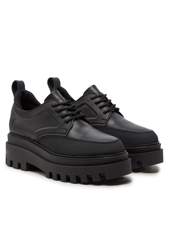 Calvin Klein Jeans Félcipő Calvin Klein Jeans Flatform Laceup Derby Mg Mtl YW0YW01502 Fekete