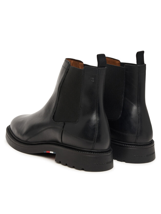 Tommy Hilfiger Klassische Stiefeletten Tommy Hilfiger Corporate Casual Lth Chelsea FM0FM05966 Schwarz