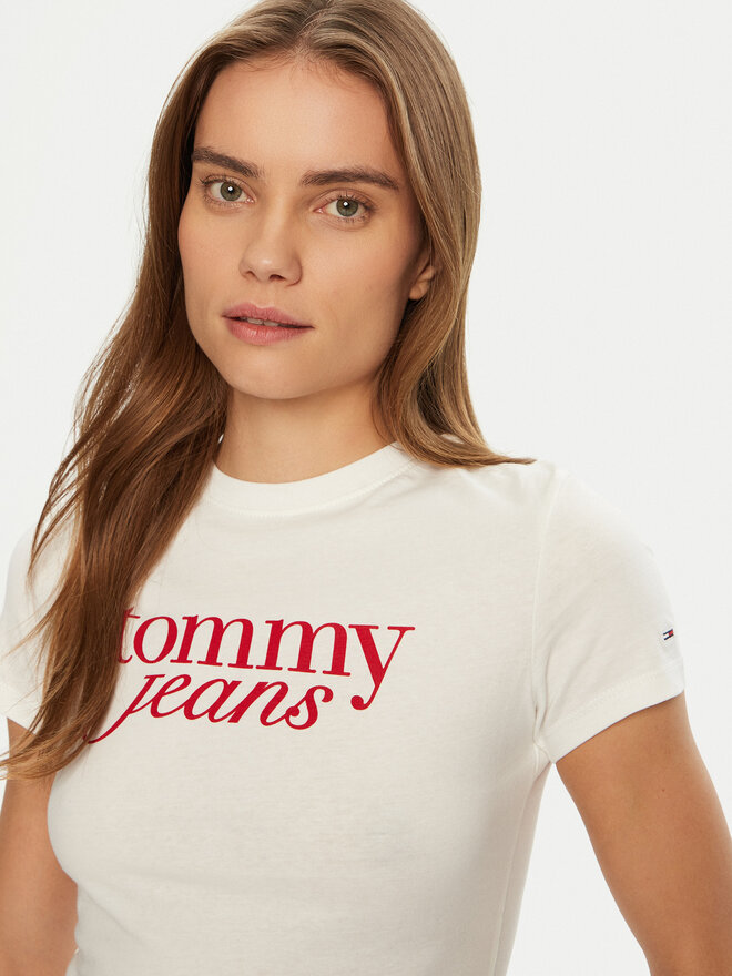 Tommy Jeans Tommy Jeans Marškinėliai Essential DW0DW19447 Balta Slim Fit