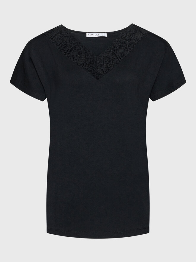Femilet by Chantelle Femilet by Chantelle Pyjama-T-Shirt Jazz FNA550 Schwarz Regular Fit