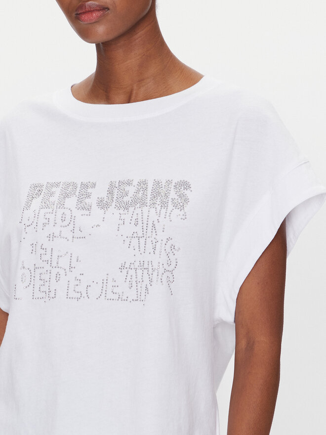 Pepe Jeans Pepe Jeans Marškinėliai Lira PL505996 Balta Regular Fit