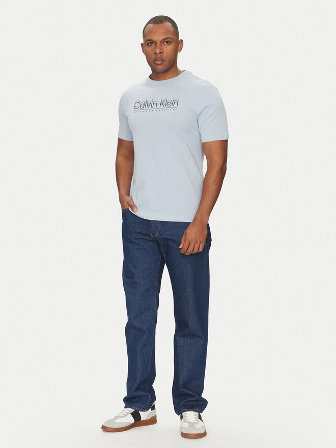 Calvin Klein Calvin Klein Camiseta Double Logo K10K114149 Celeste Regular Fit