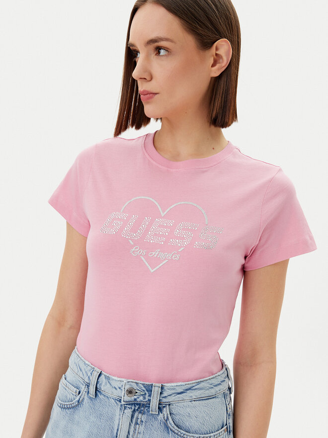 Guess Guess Marškinėliai V5GI10 K9RM1 Rožinė Regular Fit