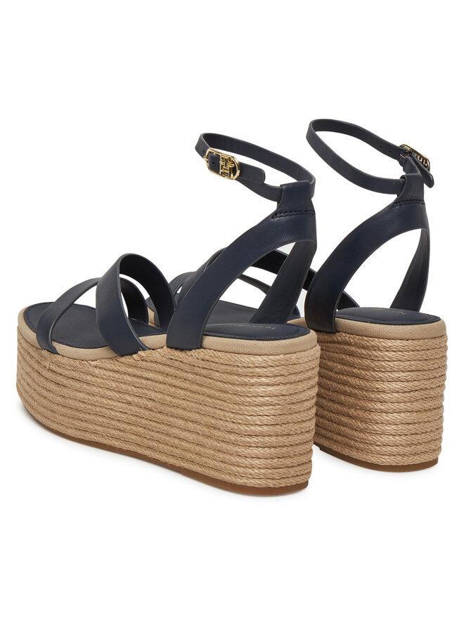 Tommy Hilfiger Espadryle Tommy Hilfiger Ankle Strap Leather Platform FW0FW08497 Granatowy