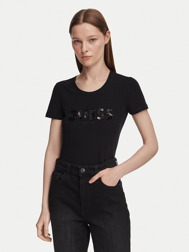 Guess Guess T-Shirt W5GI17 J1314 Schwarz Slim Fit
