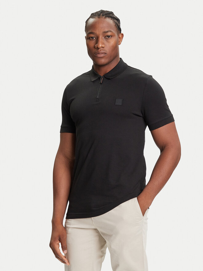 BOSS BOSS Poloshirt Passerzip 50537507 Schwarz Slim Fit