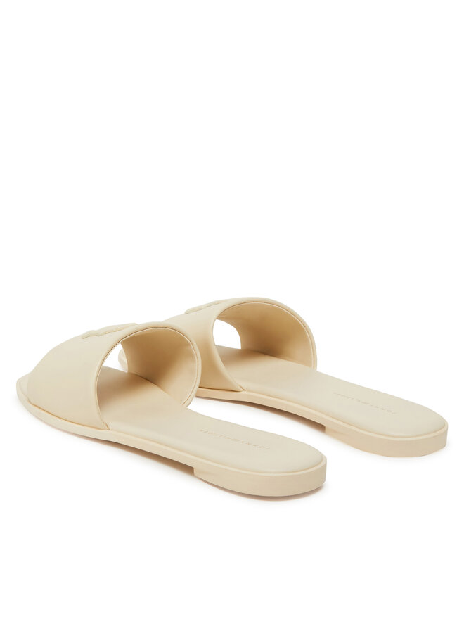 Tommy Hilfiger Pantoletten Tommy Hilfiger Th Logo Hardware Leather Mule FW0FW08806 Écru