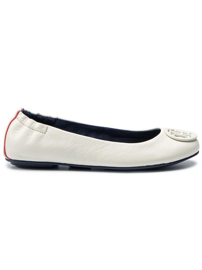 Tommy Hilfiger Ballerinas Tommy Hilfiger Flexible Leather Ballerina FW0FW04073 Weiß