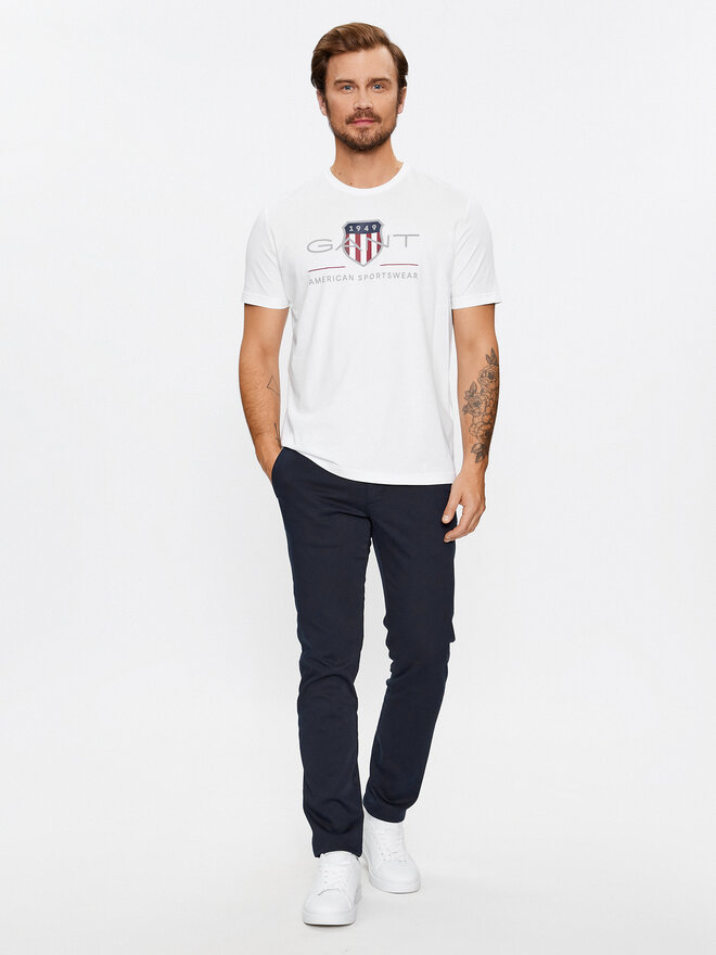 Gant Gant Marškinėliai Reg Archive Shield Ss 2003199 Balta Regular Fit