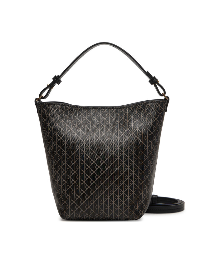 Calvin Klein Handtasche Calvin Klein Emblem Aop Sm Bucket Crossbody LV04F3506G Schwarz