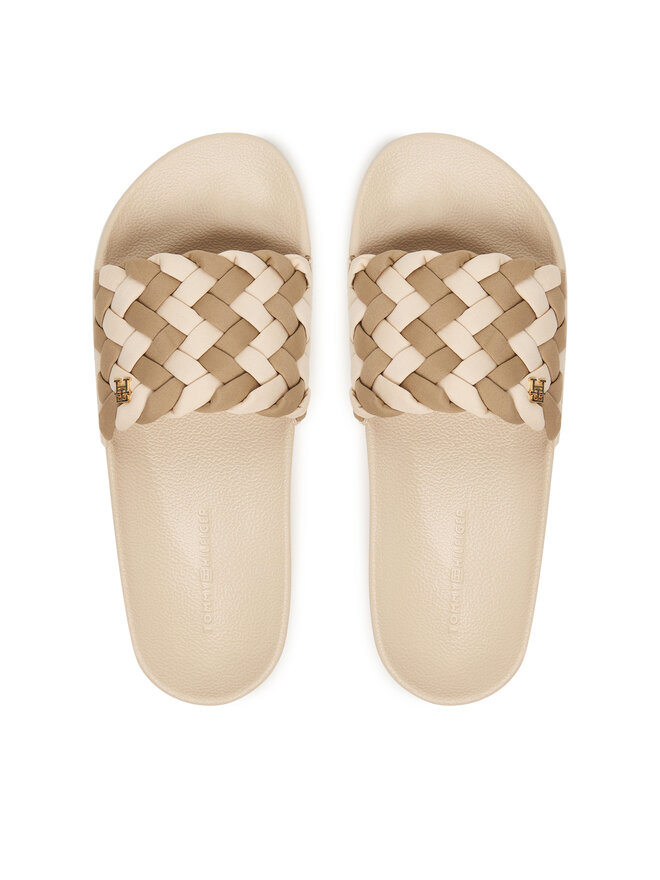 Tommy Hilfiger Pantoletten Tommy Hilfiger Th Braided Pool Slide FW0FW09203 Beige