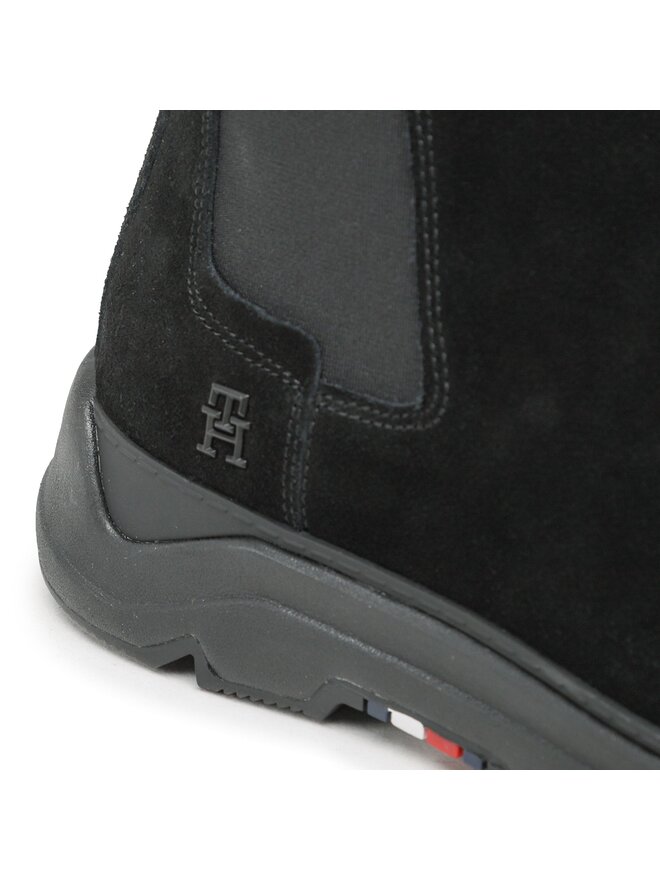 Tommy Hilfiger Μποτάκια με λάστιχο Tommy Hilfiger Premium Th Suede Hybrid Chelsea FM0FM04683 Μαύρο
