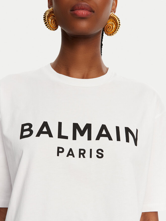 Balmain Balmain T-Shirt BF1EE020BB02 Weiß Relaxed Fit