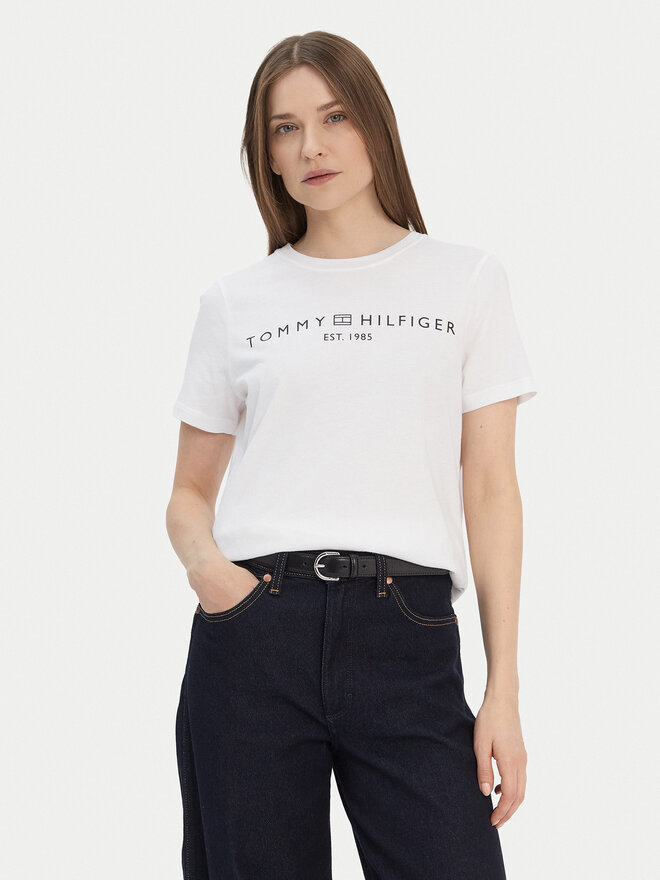 Tommy Hilfiger Tommy Hilfiger T-Shirt Logo WW0WW40276 Weiß Regular Fit